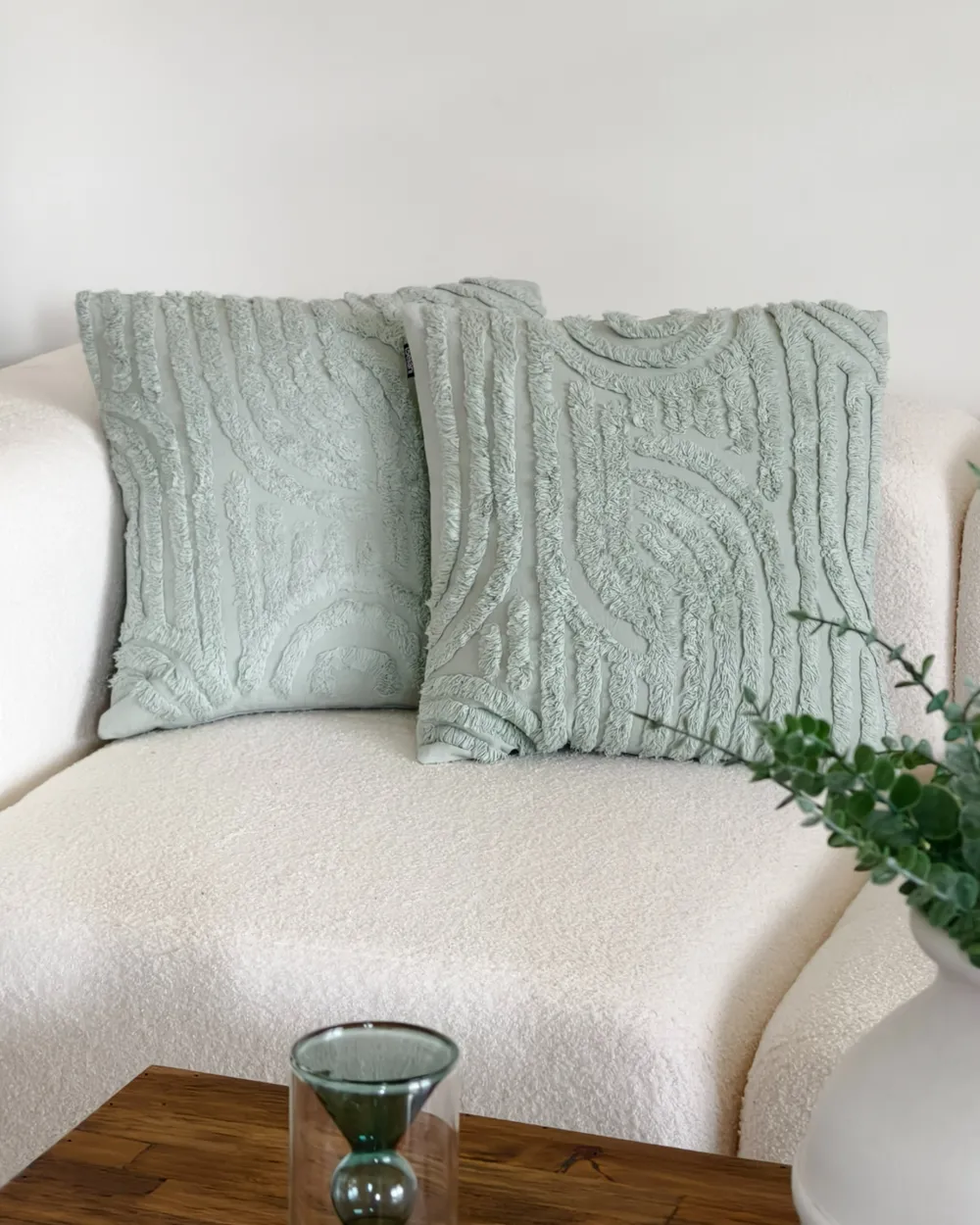 Set di 2 cuscini TELLIMA 45 x 45 cm Cotone Verde menta Trama geometrica_975507