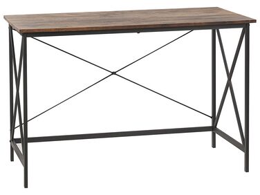Psací stůl 115 x 60 cm tmavé dřevo/černý FUTON