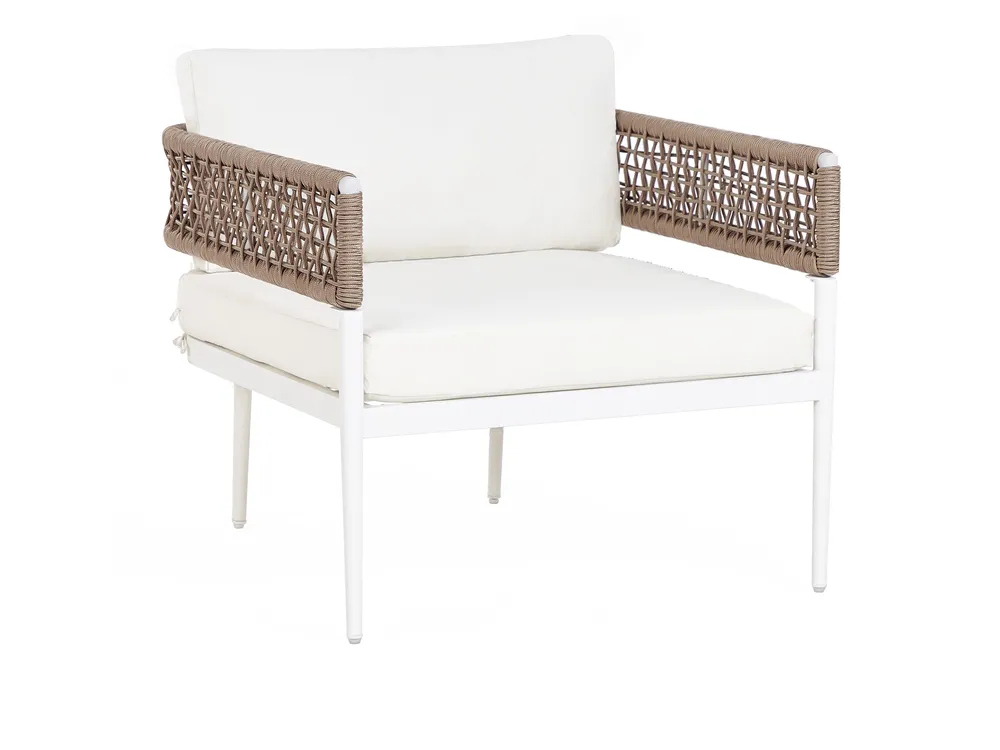 Garden Lounge Set with Table 5 Seater SERLA Metal White_930773