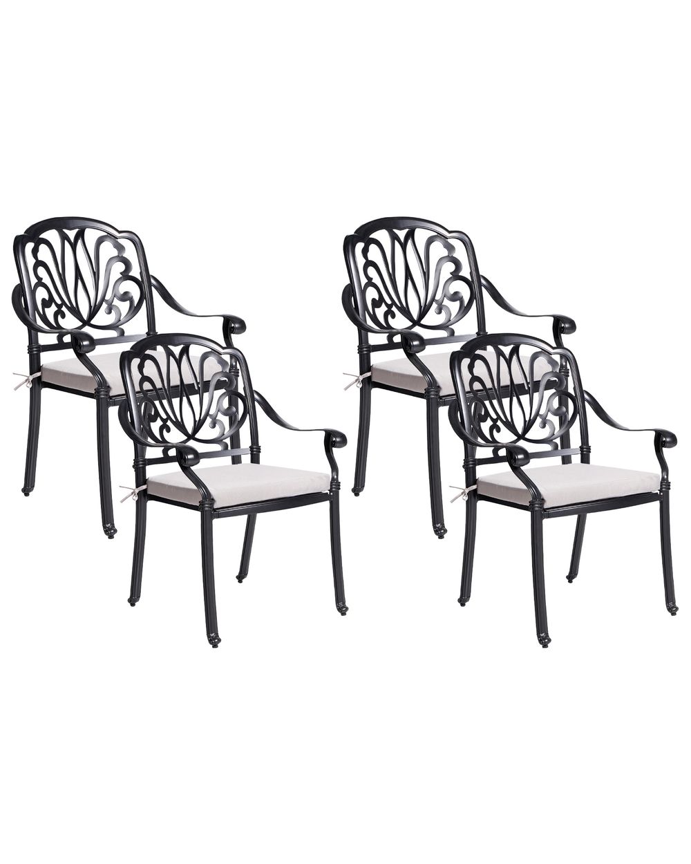 Set de 4 scaune de grădină cu perne ANCONA Metal Negru