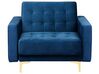 Ensemble canapé et fauteuils en velours bleu marine 5 places ABERDEEN_752549