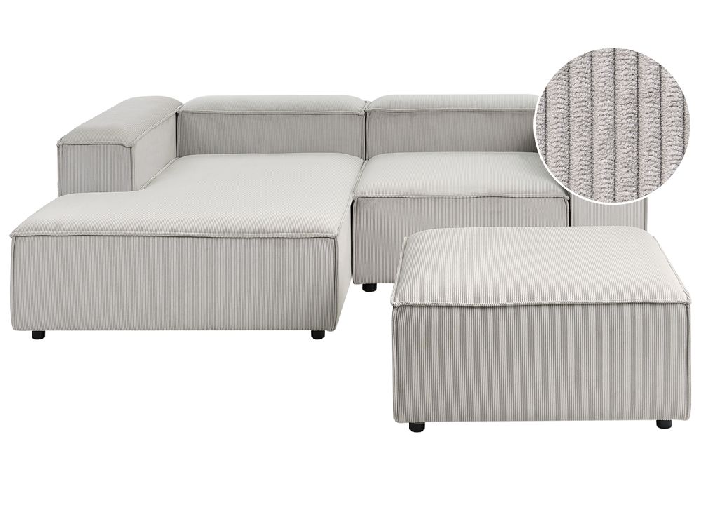 Modulaire hoekbank 2-zits ARDAL met ottomaan Corduroy Taupe rechtszijdig
