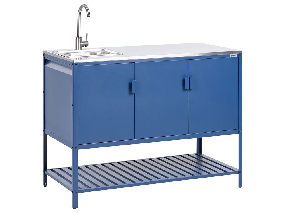 Armário para cozinha exterior com lava-louça MAENZA Azul Metal