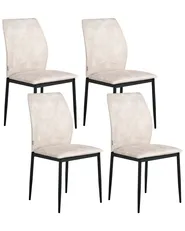 Set of 4 Dining Chairs ROCHEPORT Fabric Light Beige_1006035