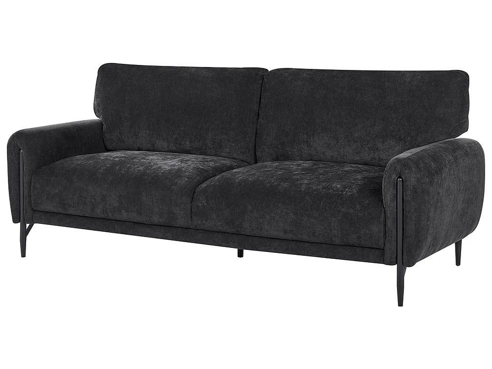 Sofa 3-Sitzer SKARO Chenillegewebe Schwarz_1156709