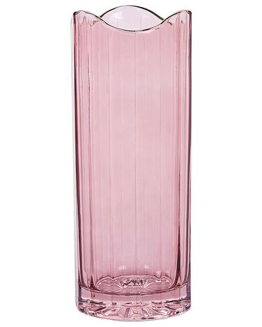 Rózsaszín üveg virágváza 30 cm PERDIKI