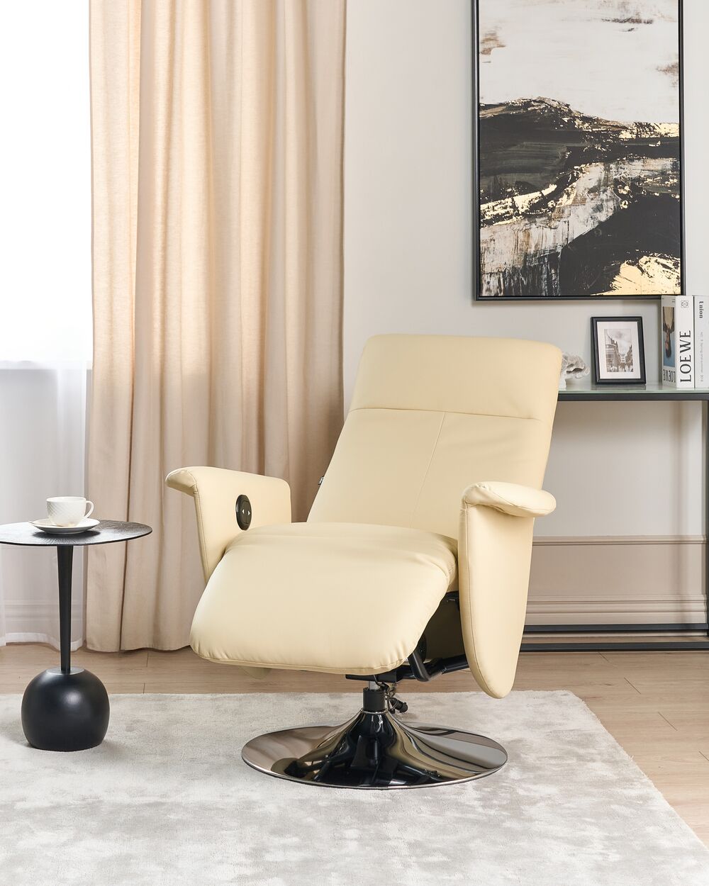 Recliner Chair PRIME Faux Leather Cream Beliani.no