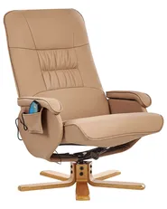 Massage Chair RELAXPRO with Footstool Faux Leather Light Brown_1071233