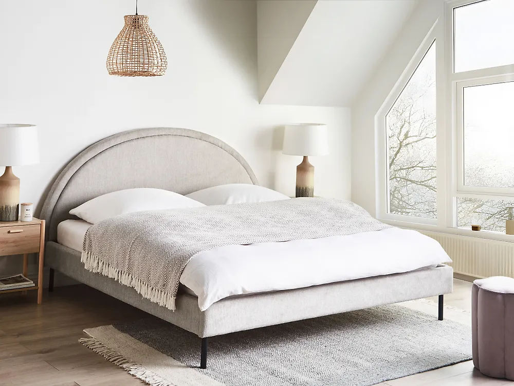 Cama Tela MARGUT 180 x 200 cm Gris claro_1186953