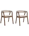 Set of 2 Dining Chairs MYLO Fabric Dark Brown/ Beige