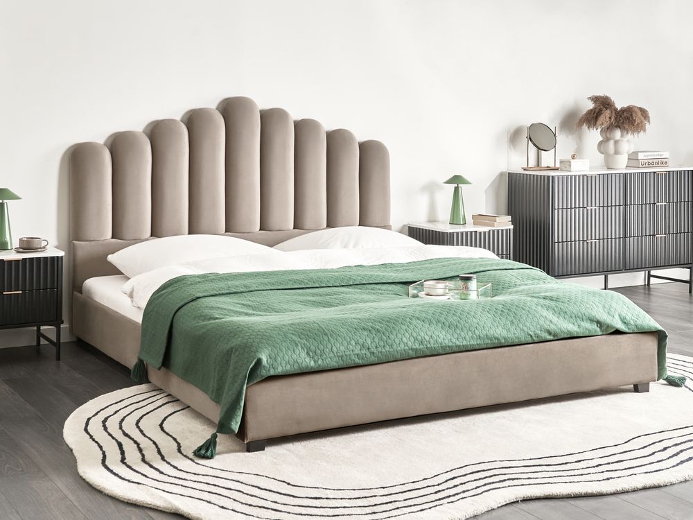 Waterbed Velvet VINCENNES 180 x 200 cm (EU Super King) Taupe