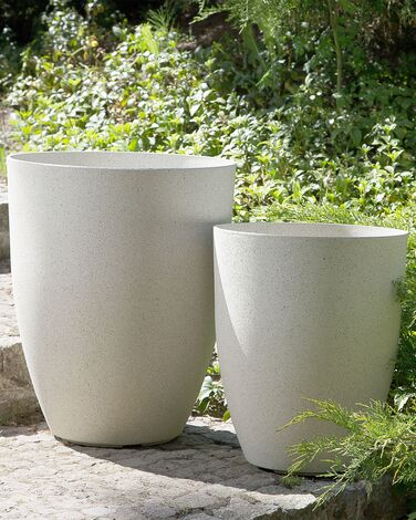 Set of 2 Plant Pots 43 x 43 x 52 cm Off-White CROTON