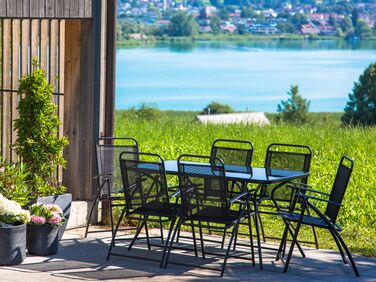 Garden Table 140 x 80 cm Black LIVO