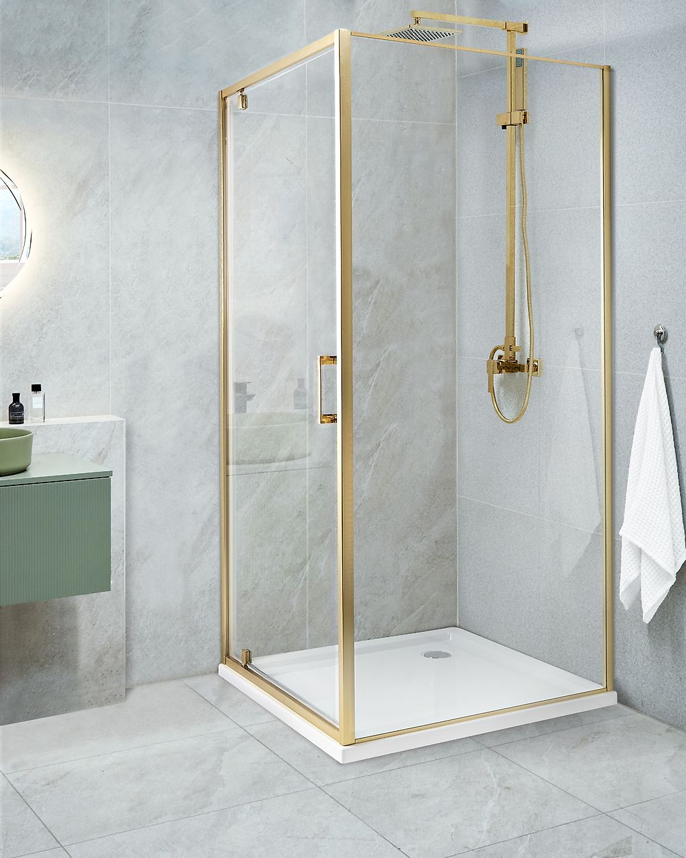 Duschkabine DARLI 90 x 90 x 185 cm Gold