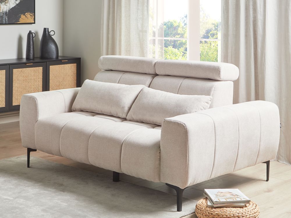 Sofa 2 Seater VEGAMO Fabric Light Beige