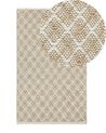 Teppich beige 50 x 80 cm kariertes Muster Kurzflor AKBEZ_791010
