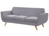 Velvet 3-Seater Sofa Cover Grey BERNES_792934