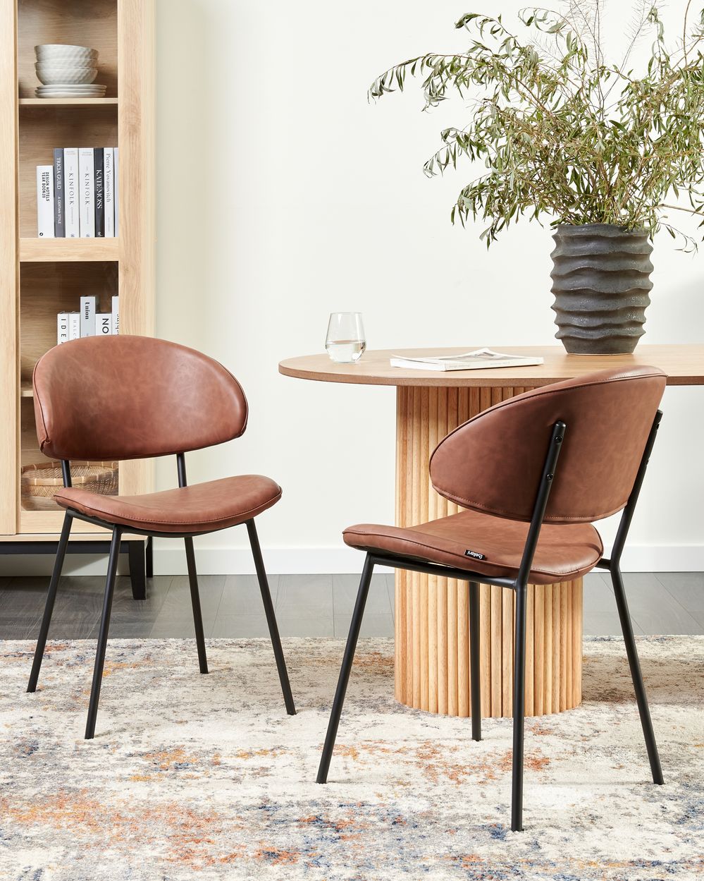 Lot de 2 chaises de salle à manger KIANA Cuir PU Marron