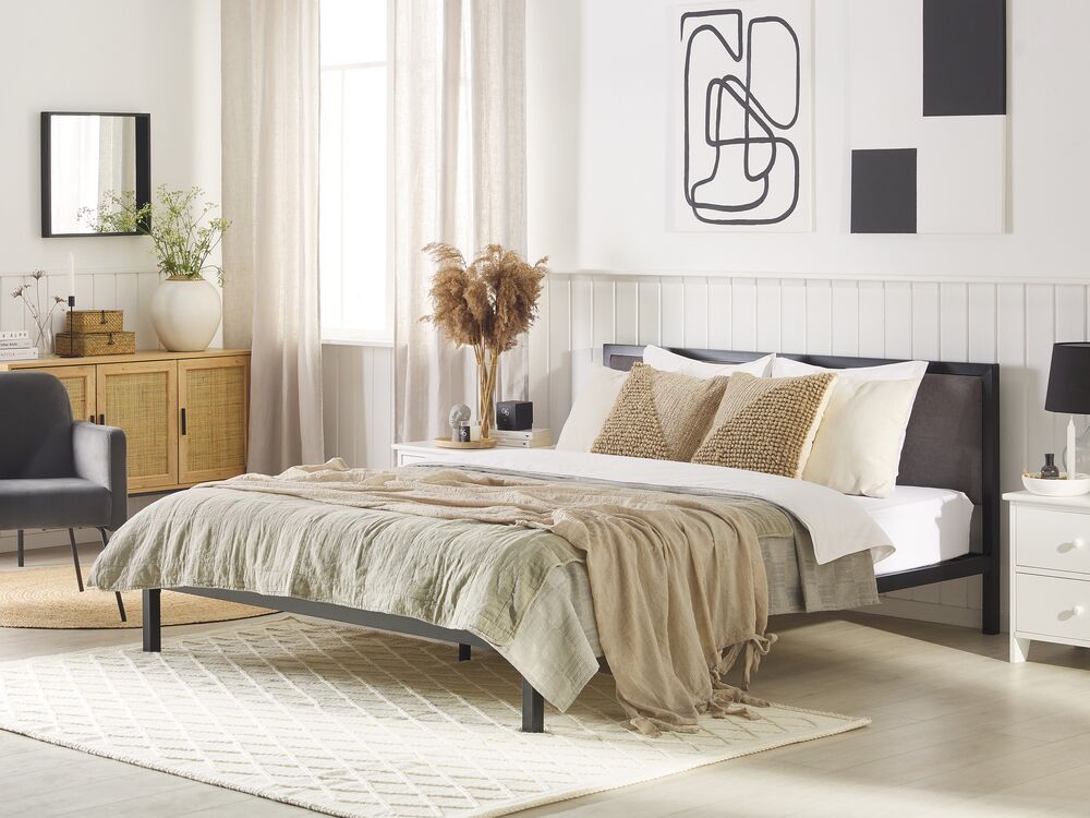 Bed Metal CLAMART 160 x 200 cm (EU King Size) Grey