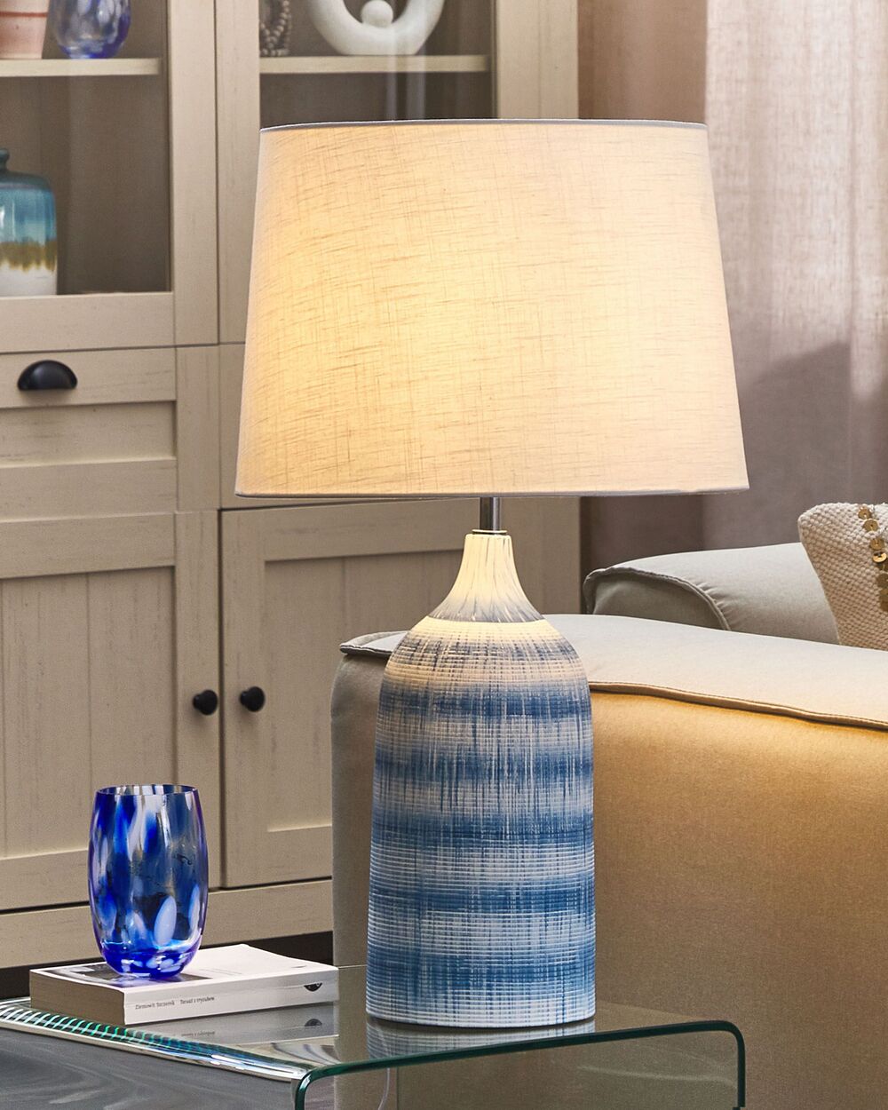 Table Lamp GEORGINA Ceramic Blue