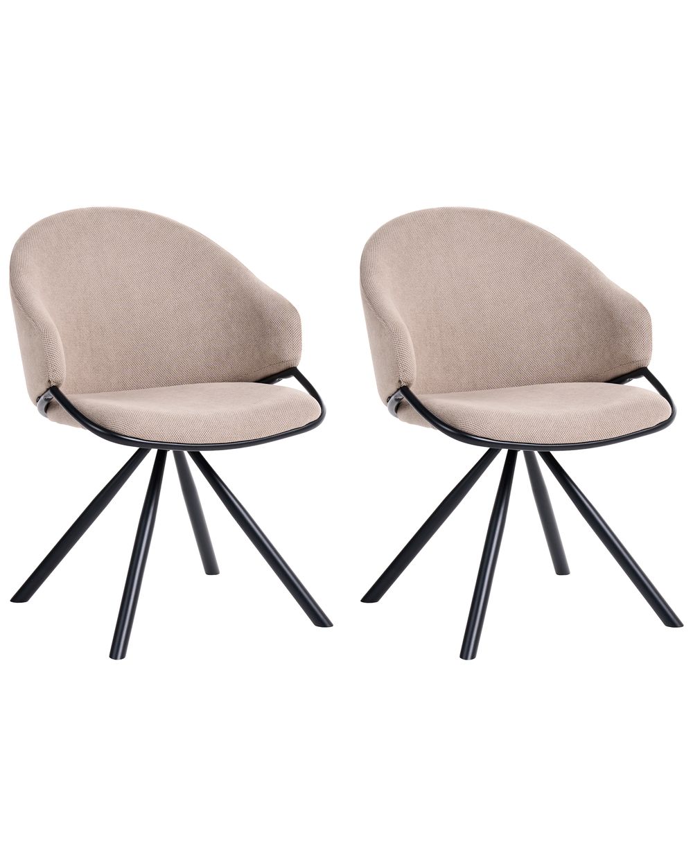 Set of 2 Dining Chairs MYSTIC Fabric Taupe