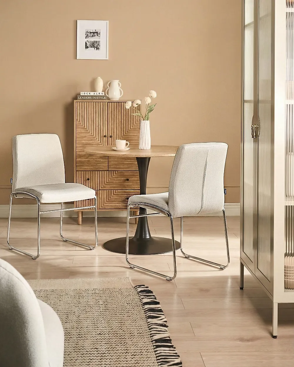 Esszimmerstuhl 2er Set LECCO Stoff Hellbeige_1177327