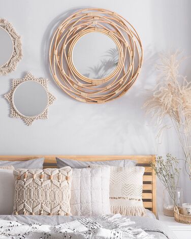 Round Rattan Wall Mirror ø 75 cm Natural BURGIS