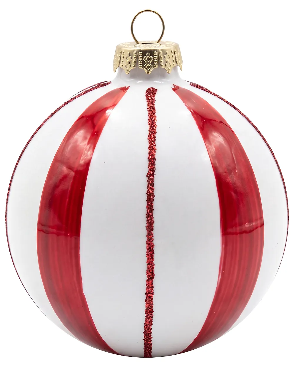 Set of 12 Baubles NORTHGLOW Glass Red/White_1192119