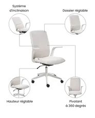 Chaise de bureau CAPTAIN Tissu Beige clair_1073358