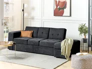 Divano letto 3 posti FALSTER con contenitore Tessuto Nero_878866