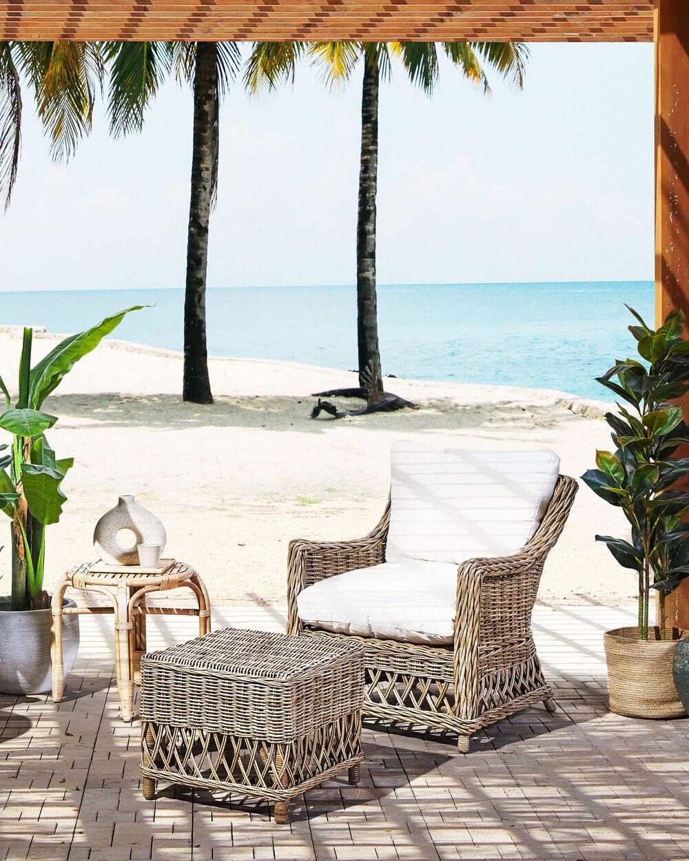 Rattan armchair and footstool discount