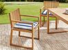 8 Seater Certified Acacia Wood Garden Dining Set with Navy Blue and White Cushions SASSARI II_924031