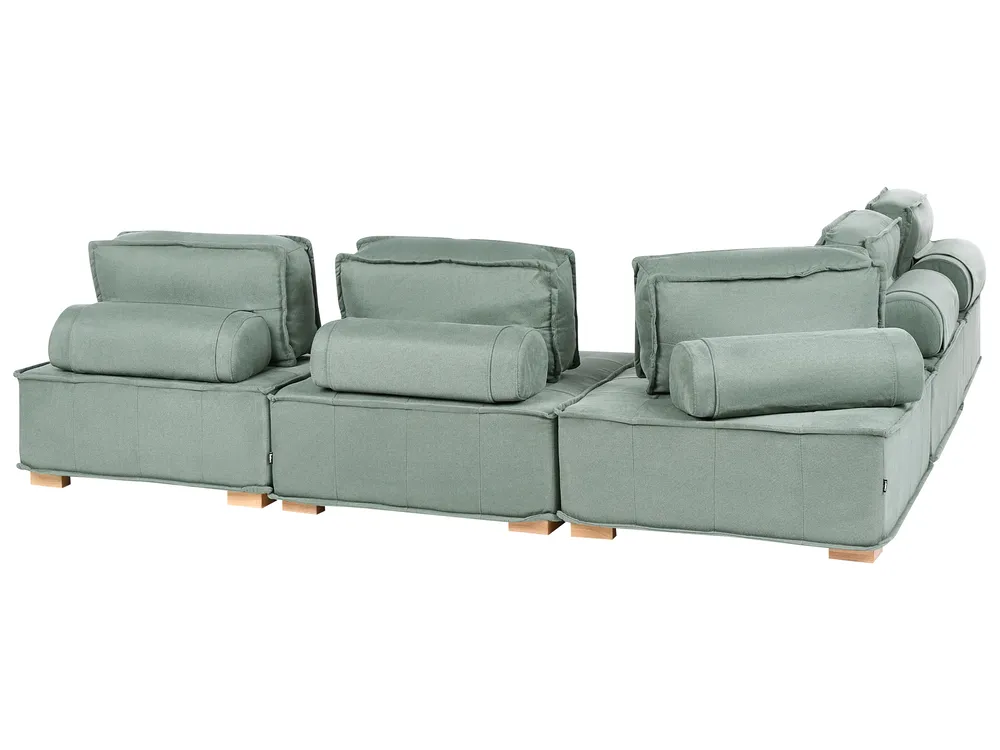 Modular Corner Sofa 5 Seater TIBRO Fabric Light Green Right Hand_1057799