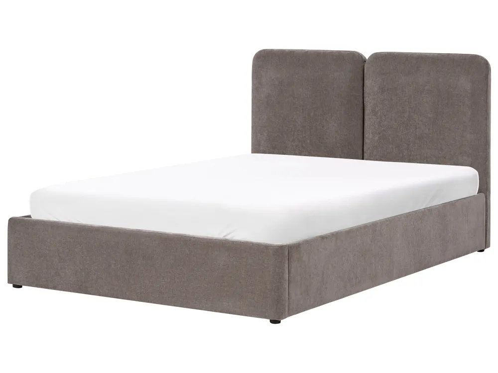 Bett mit Stauraum ARBOIS Chenillegewebe Taupe 140 x 200 cm_1023110