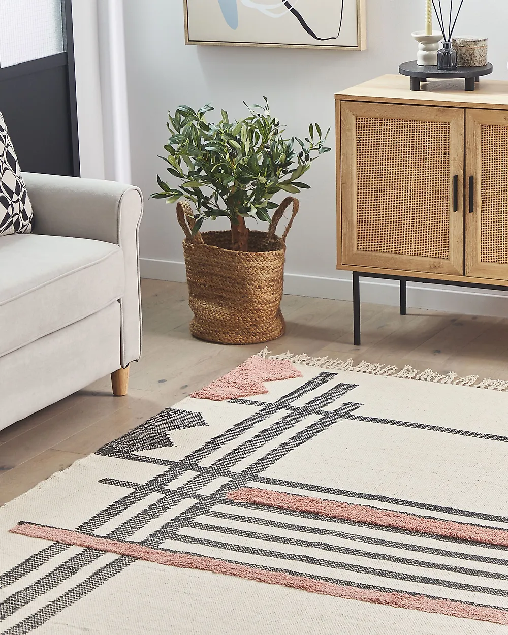 Rug MURADIYE Beige 140 x 200 cm Cotton_1178721