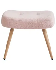 Poltrona Wingback VEJLE con poggiapiedi Bouclé Rosa pastello_966597
