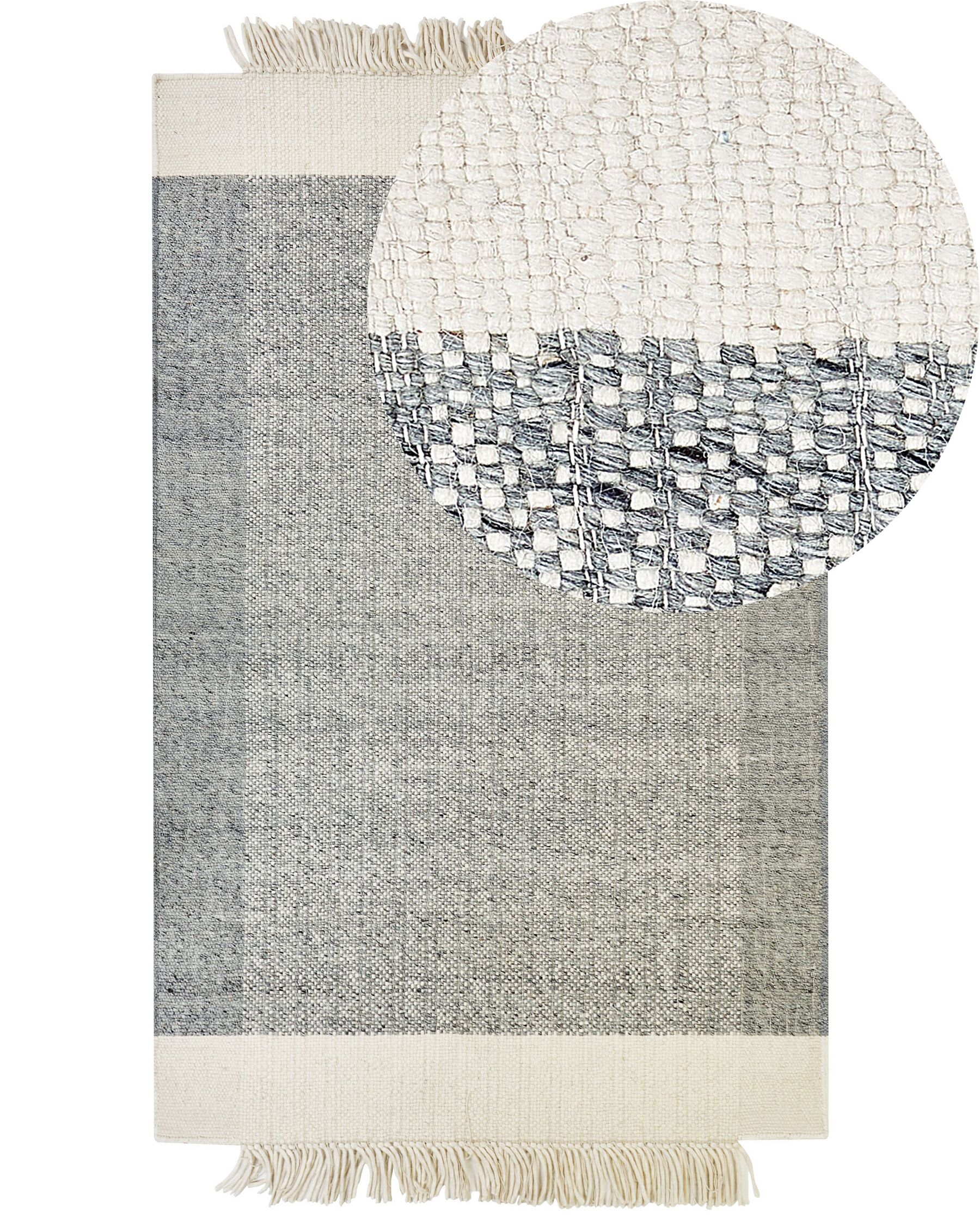 Tapis en laine gris et blanc cassé 160 x 230 cm TATLISU_847125