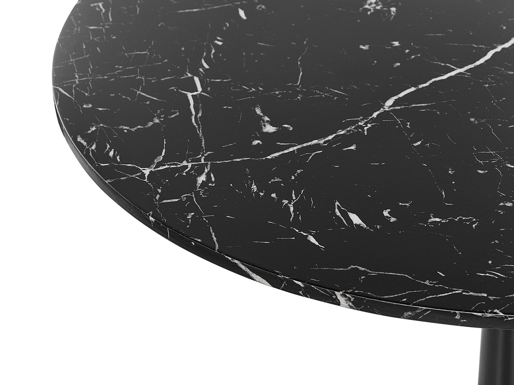 Round Dining Table 90 cm Marble Effect Black BOCA Beliani