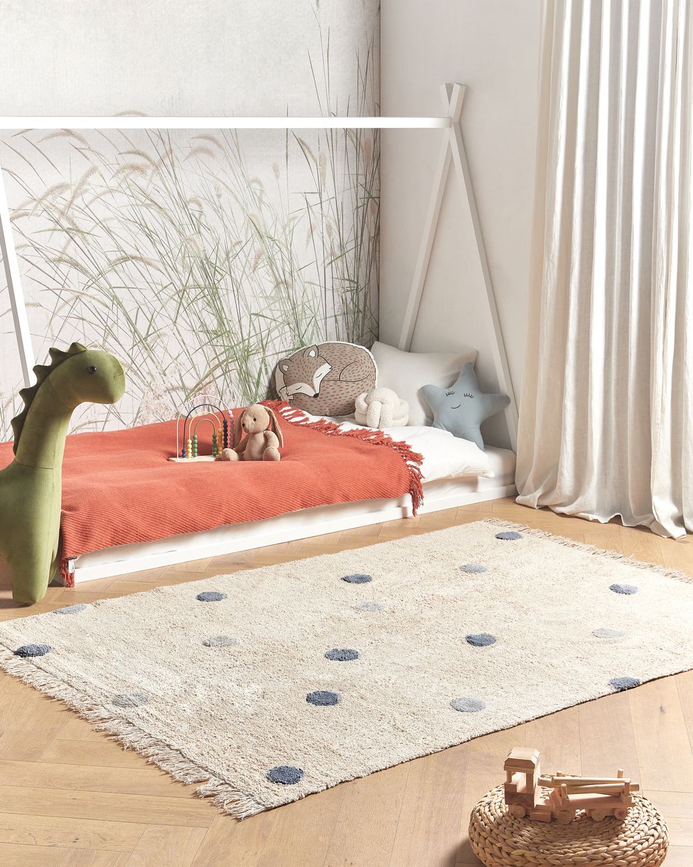 Kids Rug DARDERE Grey 140 x 200 cm Cotton