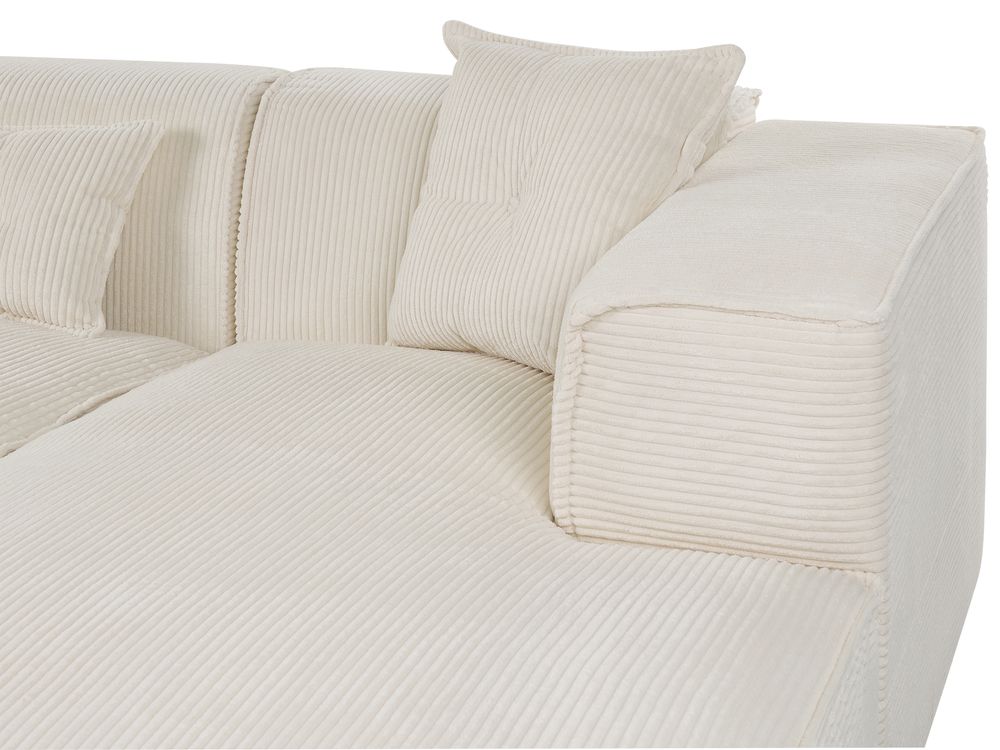 Left Hand Jumbo Cord Corner Sofa Off White DOLVA Beliani