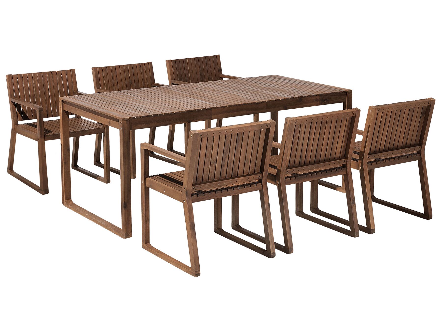 Zestaw ogrodowy akacjowy stół i 6 krzeseł ciemne drewno SASSARI_921199