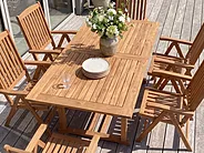 Table de salle à manger de jardin extensible JAVA 160/220 cm 90 cm Acacia Marron clair_1155099
