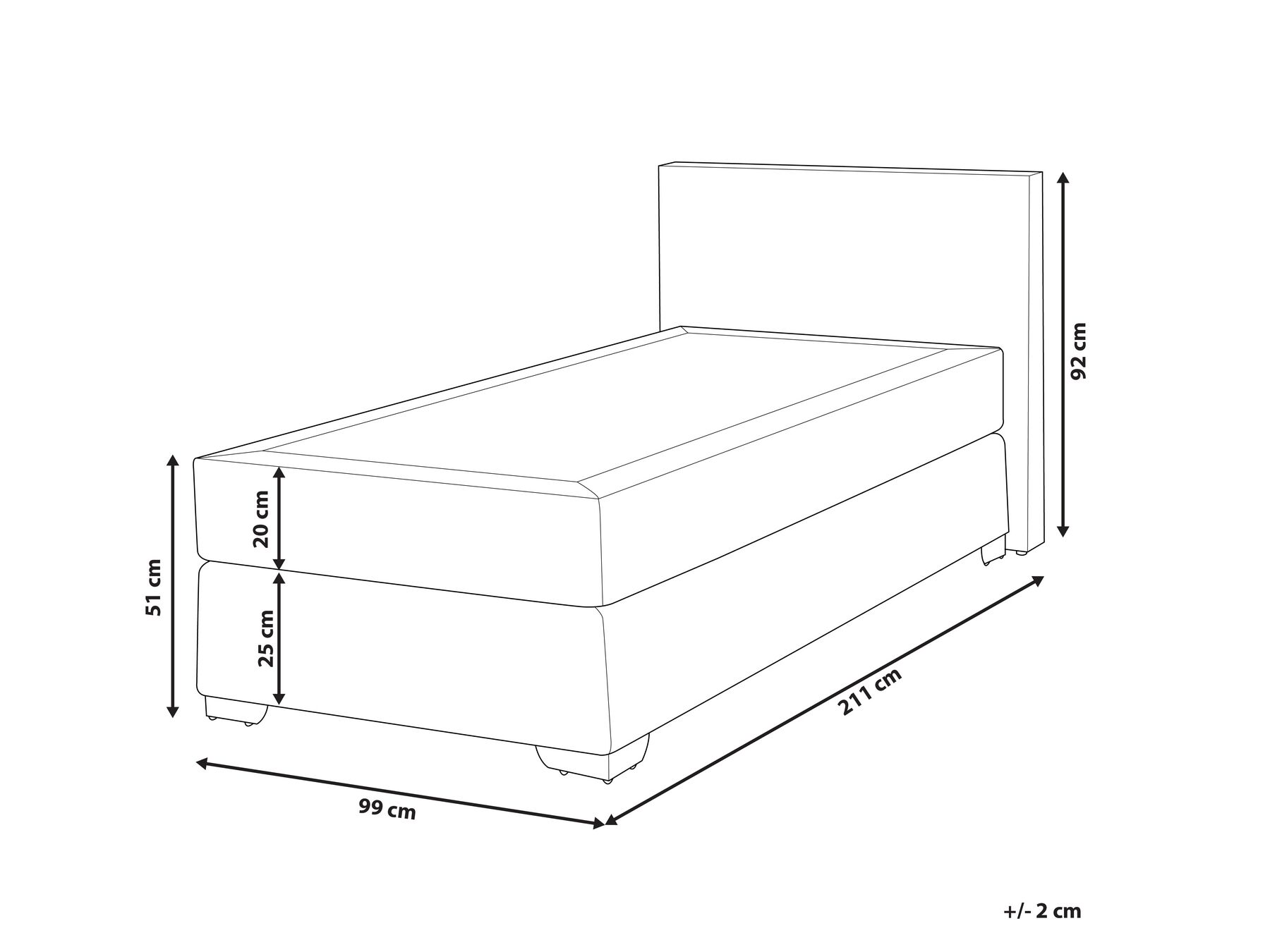 Boxspringbett Kunstleder PRESIDENT 90 x 200 cm Weiß_809039