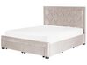 Sametová postel s úložným prostorem 160 x 200 cm béžová LIEVIN_858035