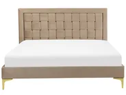 Pat cu lamele Catifea LIMOUX 140 x 200 cm Taupe_867177