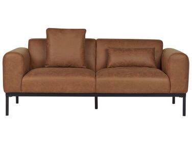 2 Seater Faux Leather Sofa Brown MALMOS 