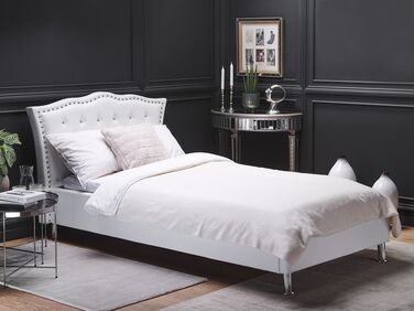 Faux Leather EU Single Size Bed White METZ