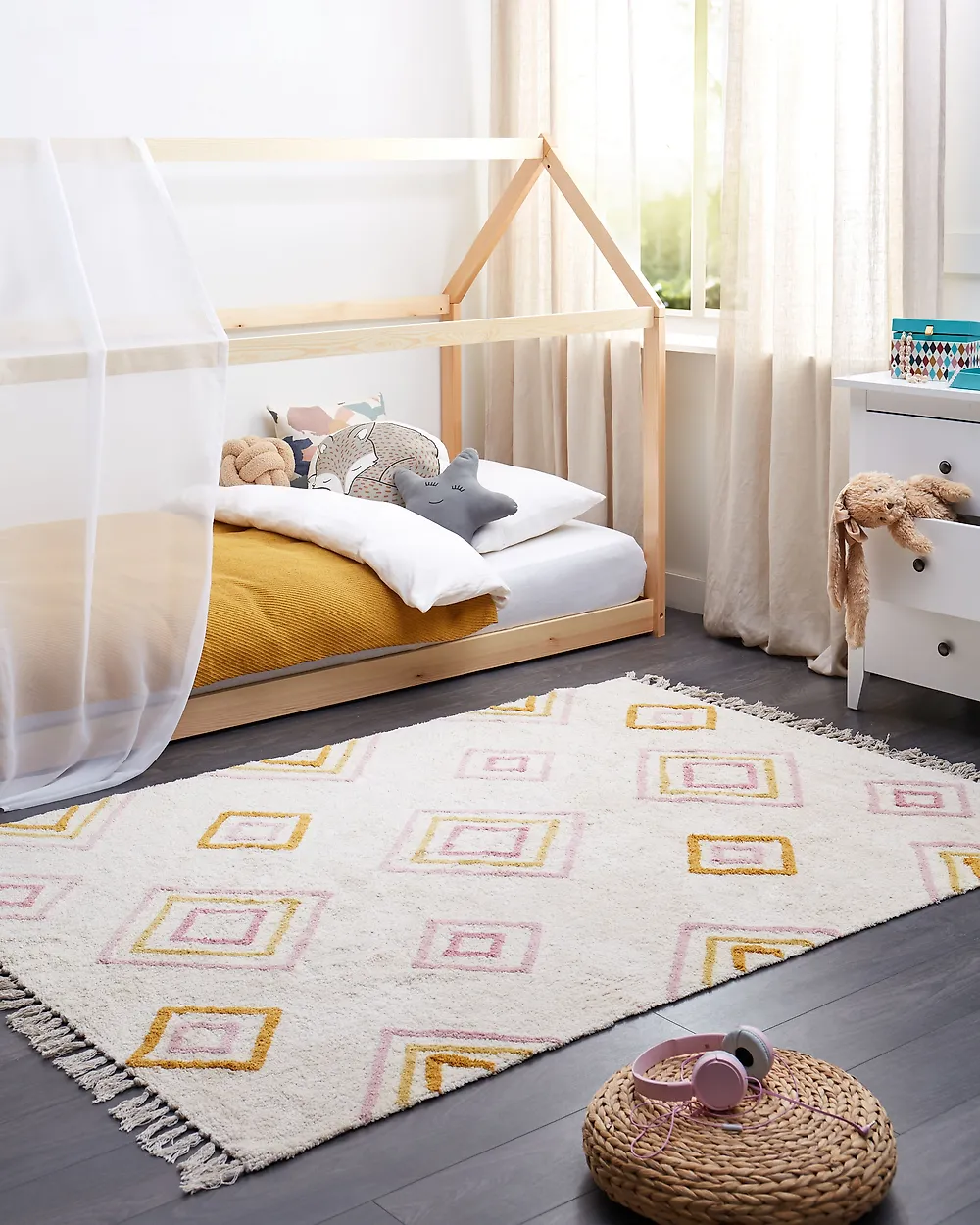 Rug LASHE Off-White 140 x 200 cm Cotton_1184816