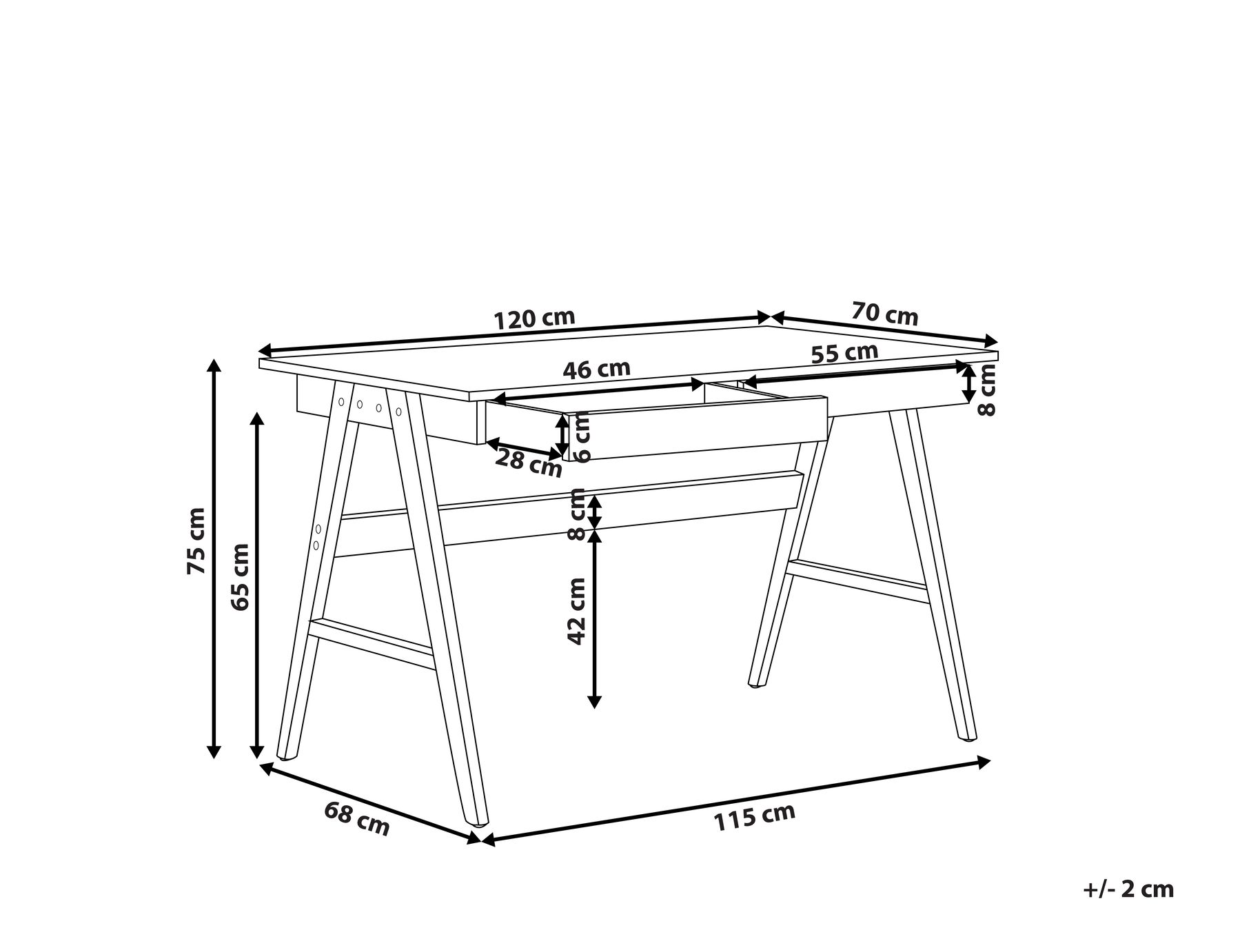 Biurko SHESLAY 120 cm 70 cm z szufladami Ciemnobrązowy_810339