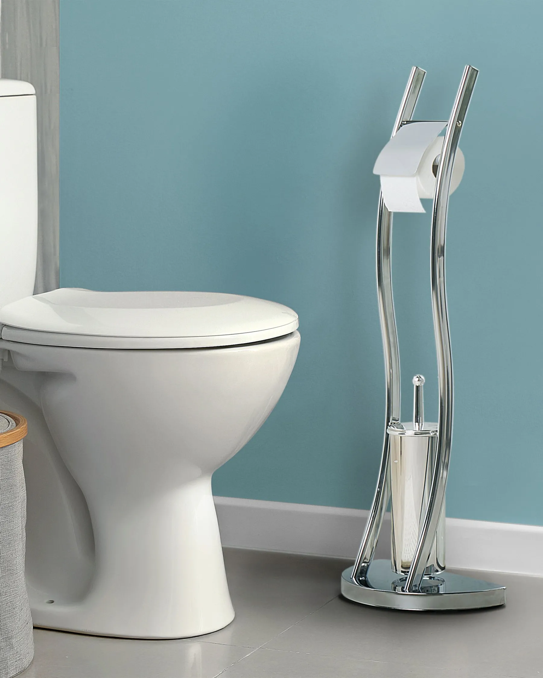 Toilet Roll and Brush Holder SOACHA Metal Silver_821905